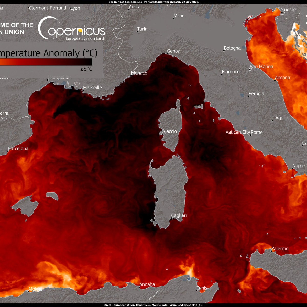 The Mediterranean Sea is still heavily affected by the extreme&nbsp;temperatures
